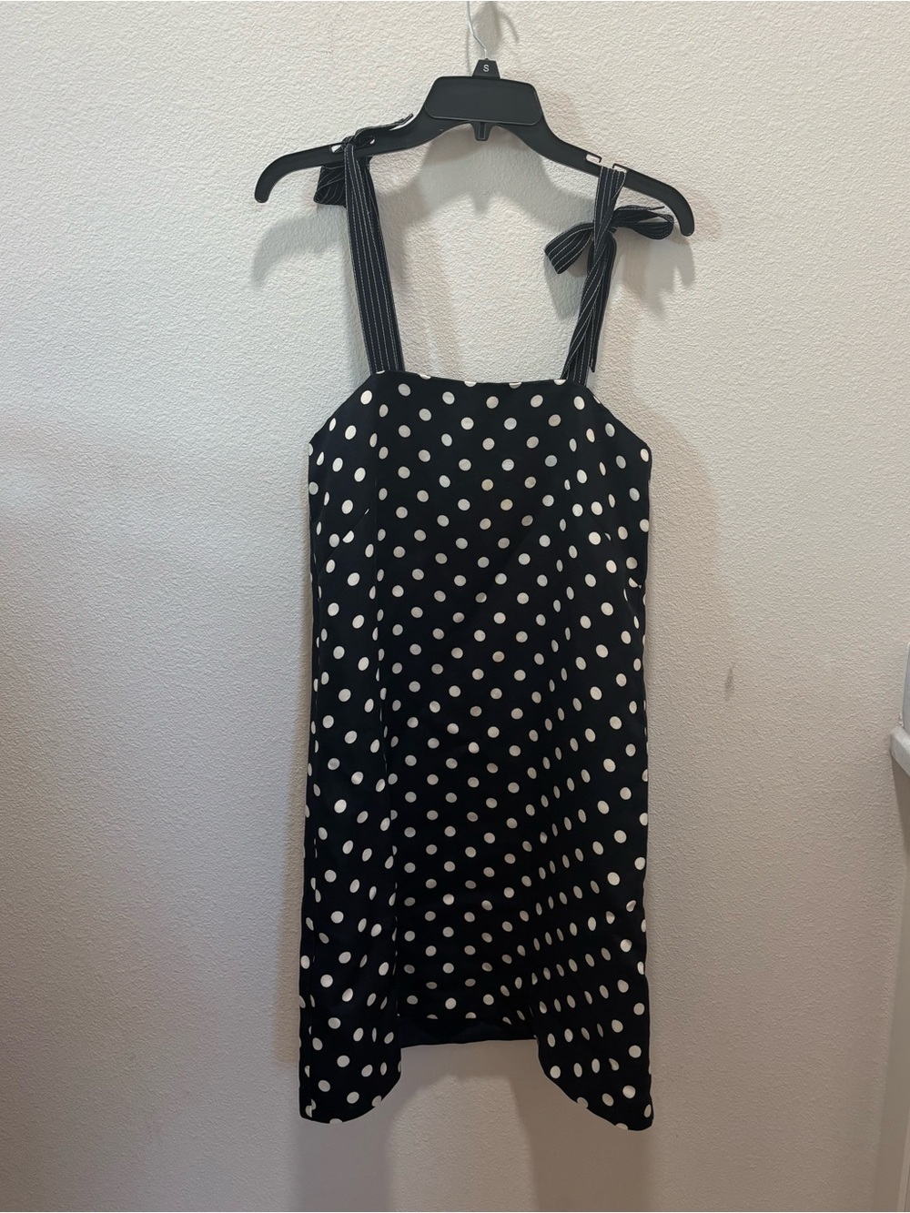 J. Crew Black Polka Dot Tie-Shoulder Midi Dress